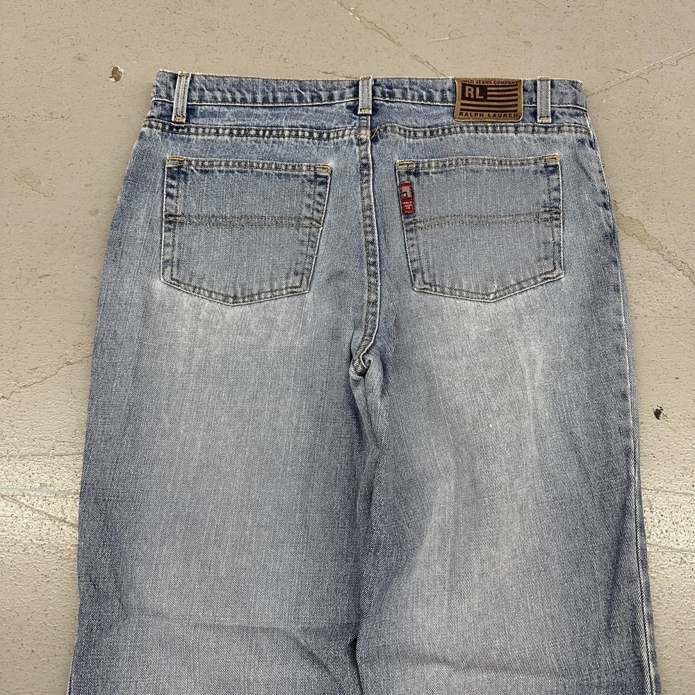 Polo Ralph Lauren Jeans Mens 31 Blue Straight Leg Denim Flag Logo Casual - Picture 2 of 11